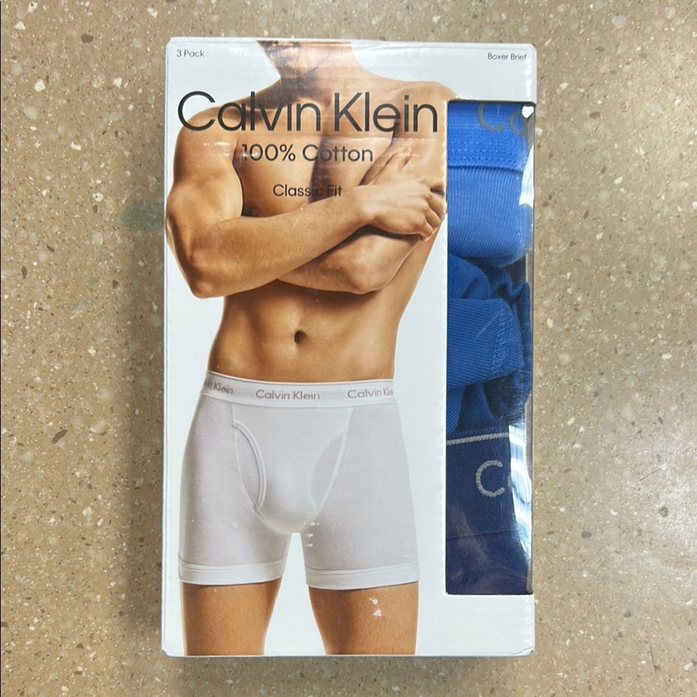 Calvin Klein Boxer Briefs White and Blue Cotton Collection